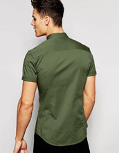 Load image into Gallery viewer, Skinny Shirt In Khaki Twill With Short Sleeves