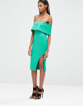 Load image into Gallery viewer, Lavish Alice Deep Bandeau Asymmetric Hem Midi Dress