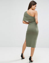 Load image into Gallery viewer, Deep One Shoulder Midi Bodycon Dress