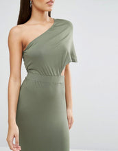 Load image into Gallery viewer, Deep One Shoulder Midi Bodycon Dress