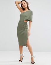 Load image into Gallery viewer, Deep One Shoulder Midi Bodycon Dress